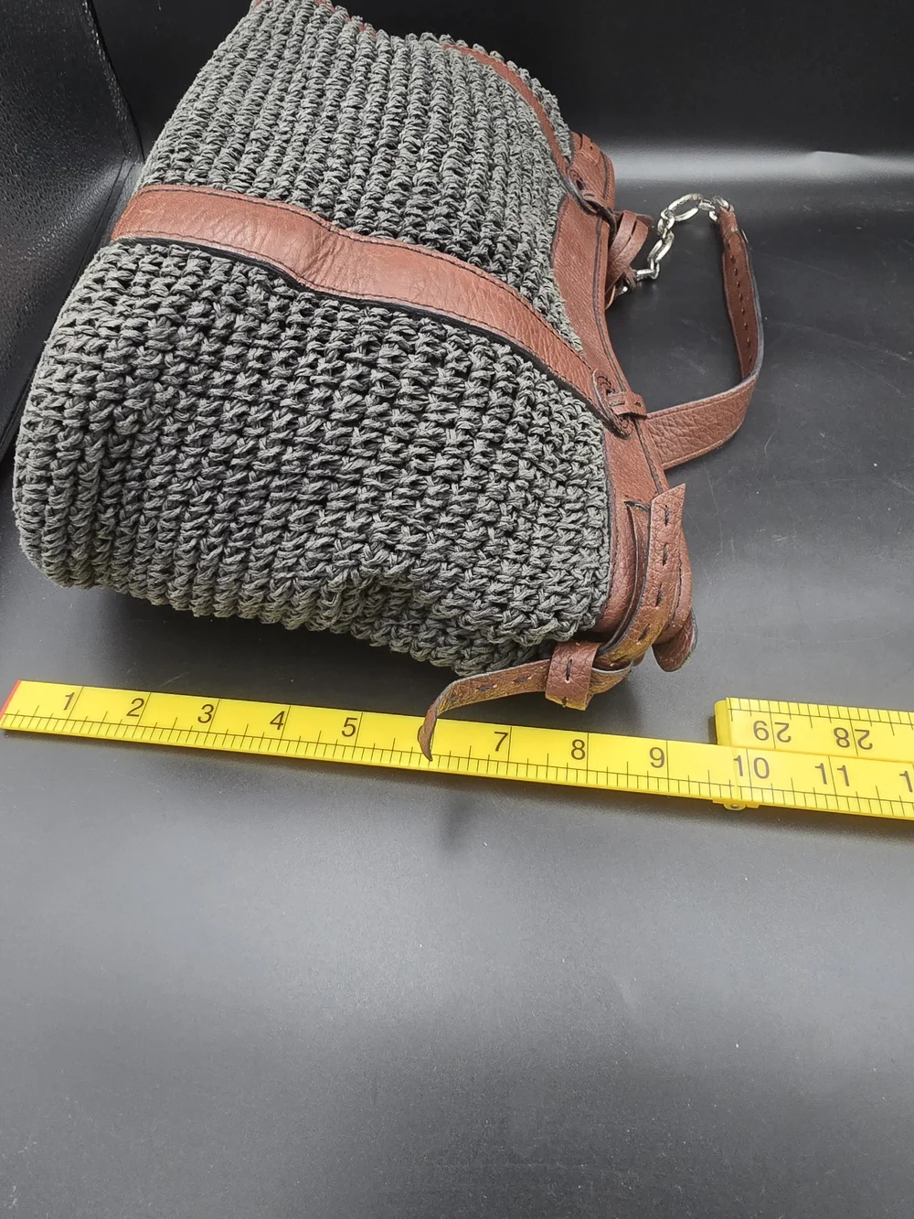 Brighton Brown Trim Woven Tote with Heart Charm